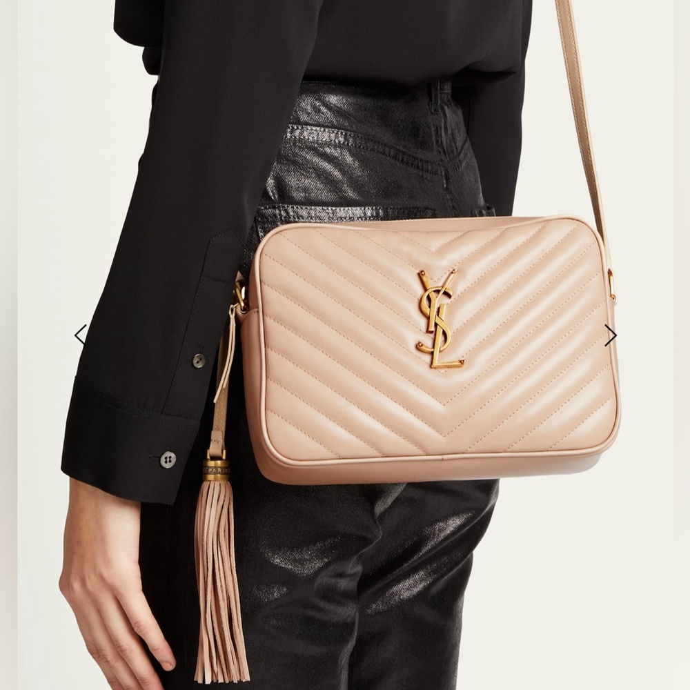 YSL Lou Camera Bag - Dark Beige Leather - Elegant & Versatile
